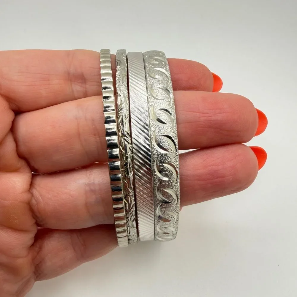 Vintage Monet‎ Silver tone Bangle Bracelet BUNDLE!
